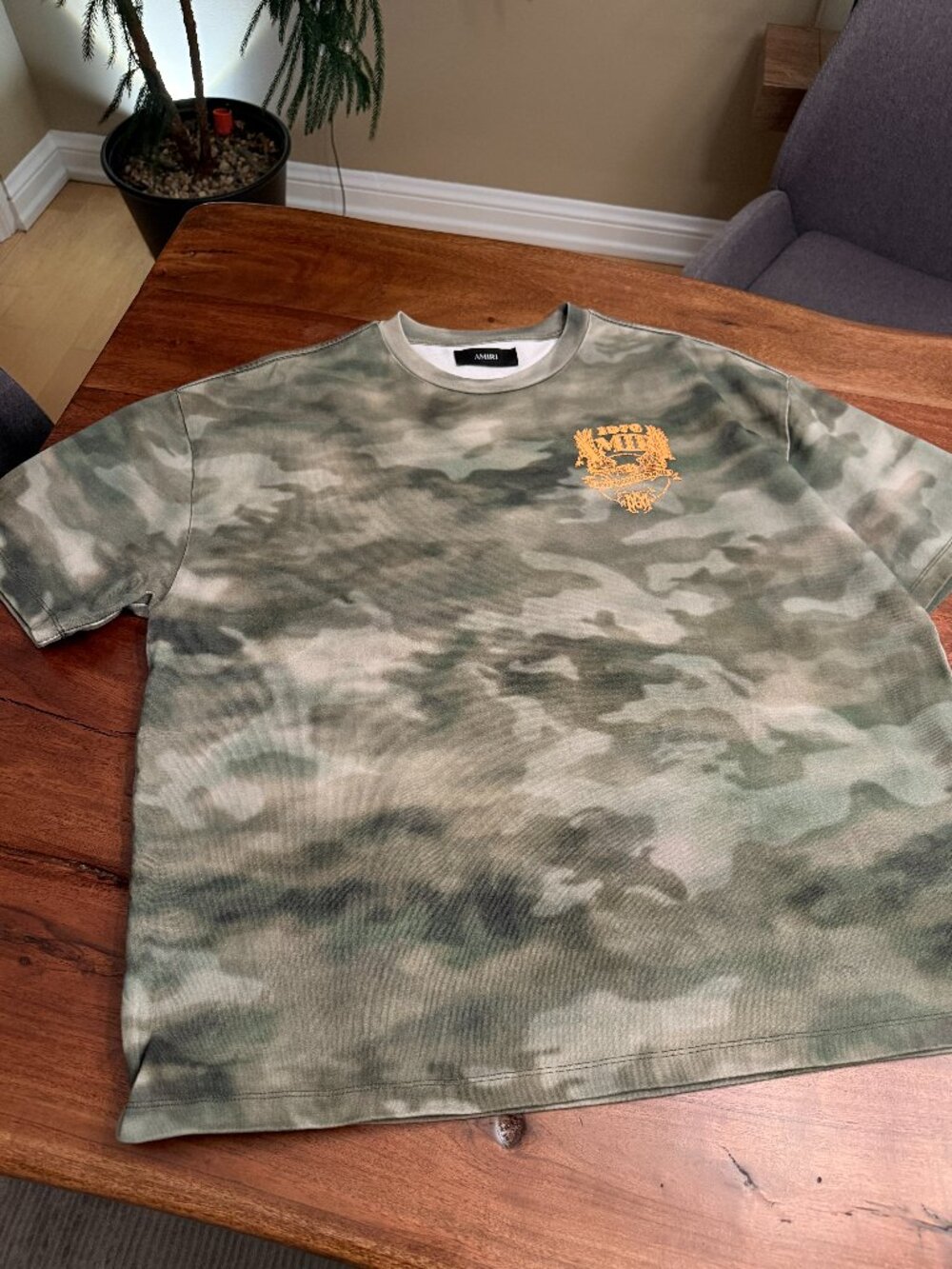 AMIRI Camo with Biker Logo T-Shirt - XL Oversized